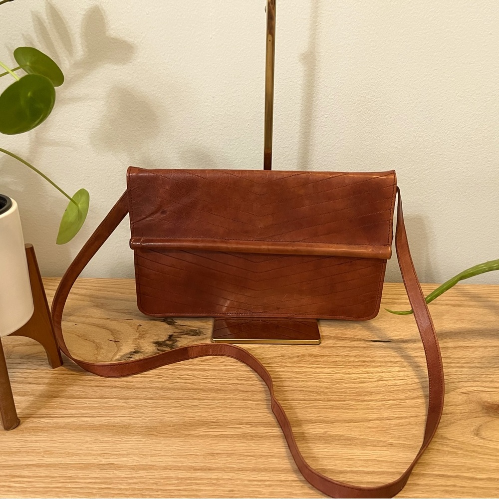 1970’s vintage eel skin purse, brown